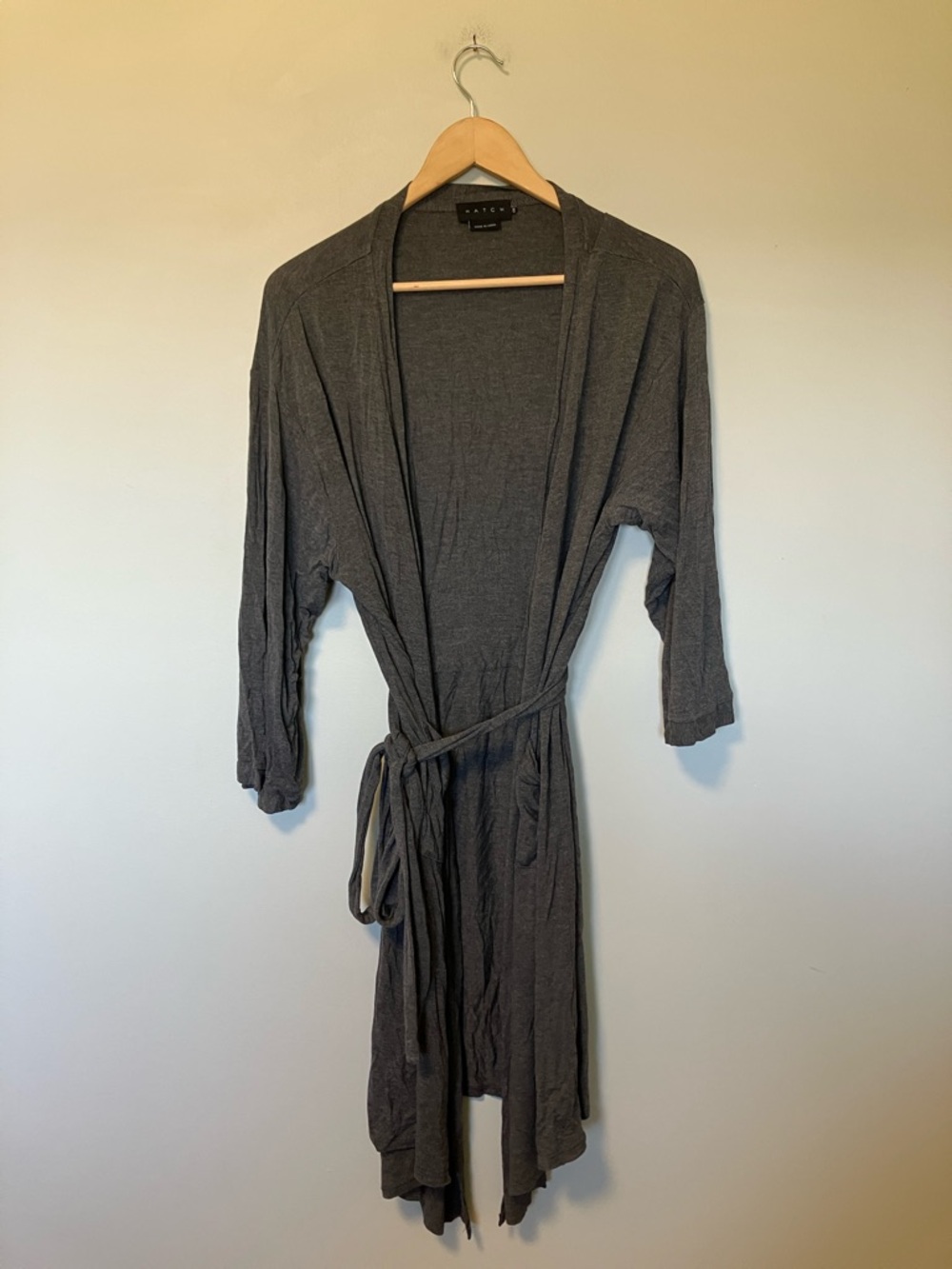 Hatch Charcoal Gray Lightweight Robe with Waist Tie